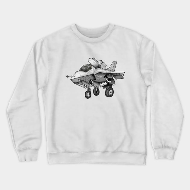 F-35B Lighting II Joint Strike Fighter Illustration Crewneck Sweatshirt by hobrath